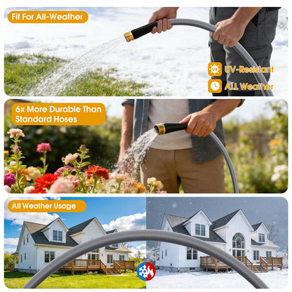 Garden Hose 50 FT, Non-Expanding Water Hose, Ultra-Light & Flexible, Burst-Resistant, Kink-Free, High-Pressure Garden Hose All-Weather Use for Lawns, Gardens, and Outdoor Cleaning