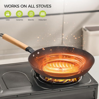 YUTANN Nonstick Frying Pans Set, Pre-seasoned Skillets Set 3 Pcs, 8" 10" 12" Cast Iron Skillet Set, Durable & Oven Safe to 500°F, Suitable for All Stovetops, PFAS & PFOA Free