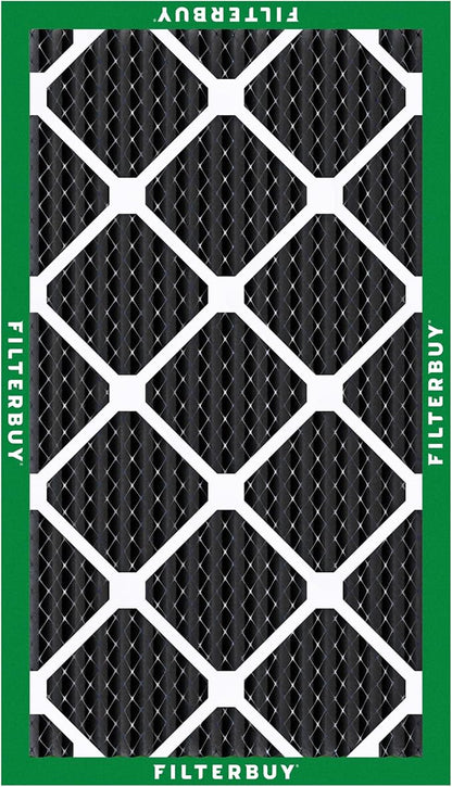 Filterbuy 14x24x1 Air Filter MERV 10 Odor & Allergy Defense with Activated Carbon (3-Pack), Electrostatic Pleated HVAC AC Furnace Filters Replacement, Made in USA (Actual Size: 13.38 x 23.38 x 0.75)