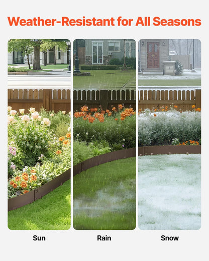 VEVOR Steel Landscape Edging, 5 Packs 39 x 4 in Rust-Resistant Metal Landscape Edging, Bendable Garden Edging Border, Heavy Duty Lawn Edging, Easy-to-Install, Flower Bed Yard Pathway Divider Brown