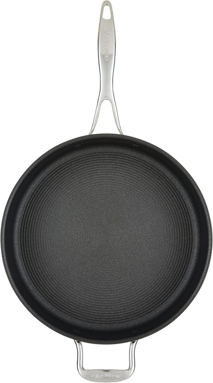 Circulon C1 Series Clad Stainless Steel with ScratchDefense Technology Cookware Nonstick Induction Saute Pan with Lid and Helper Handle, Metal Utensil Safe, 5 Quart - Polished Stainless Steel