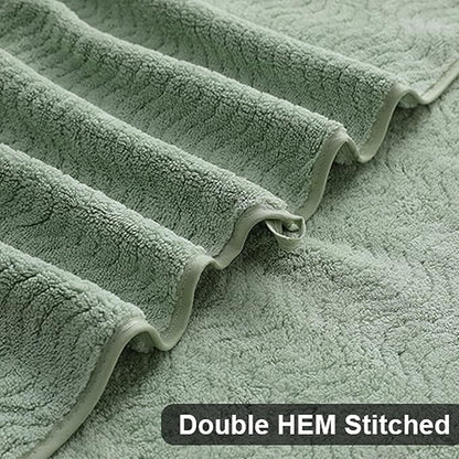 Ultra Soft 8 Piece Textured Bath Towel Set for Bathroom Shower Pool, Kitchen, Quick Dry, Lightweight Highly Absorbent - 2 Oversized Bath Towel Sheets, 2 Hand Towels, 4 Washcloths - Light Green