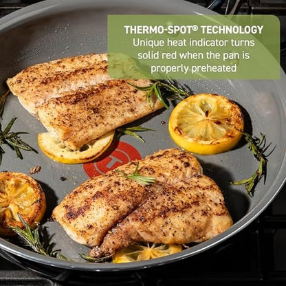 T-Fal Preserve Ceramic Nonstick Frying Pan 2-Pc Set, 8.5" & 11", Oven Broiler Safe up to 350°F Cookware, InoCeram Glide Technology, Frying Pan Skillet, Pots & Pans, Black