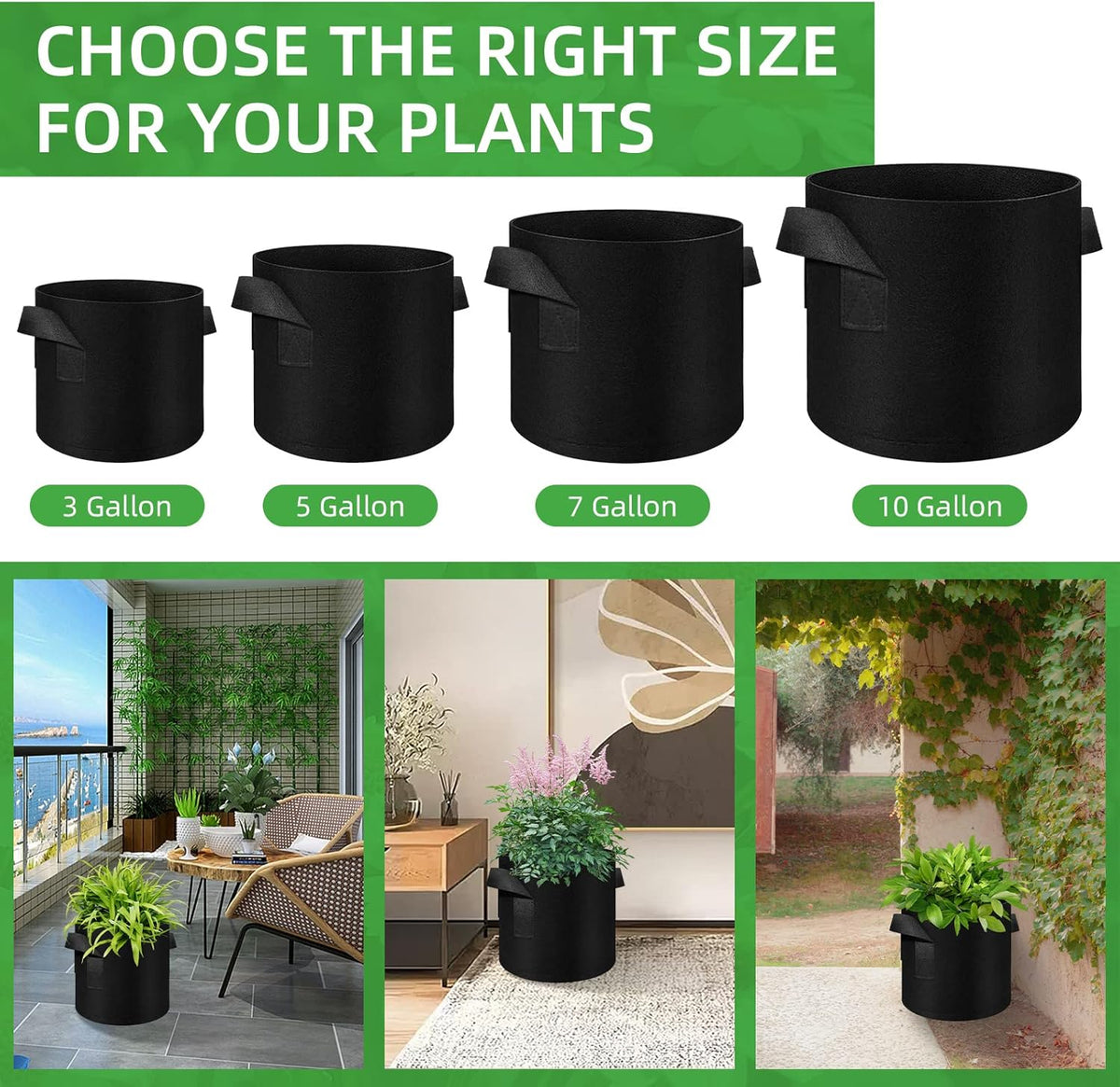 LITLANDSTAR 30 Pack 7 Gallon Plant Grow Bags, Breathable Felt Non-Woven Aeration Fabric Plant Grow Pots, Garden Planting Containers for Nursery Vegetable Flower Grow Bags with Handles (13.8x11.8inch)