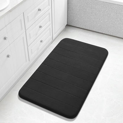 Yimobra Large Bath Mat 36"x24", Super Soft Quick Dry Memory Foam Bathroom Rug, Water Absorbent, Non Slip Backing Machine Washable for Tub Shower, Thick Comfort Support, Black