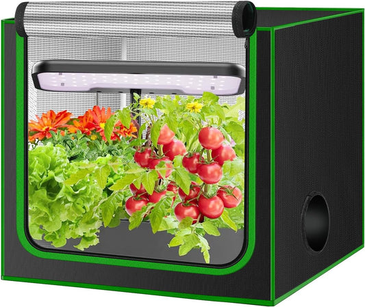 MELONFARM Small Grow Tent for Aerogarden，24”x16”x20” ，Hydroponics Growing System ，Highly Reflective 600D Diamond Mylar Canvas with Ventilation window and Floor Tray for Hydroponic Indoor Plant Growing