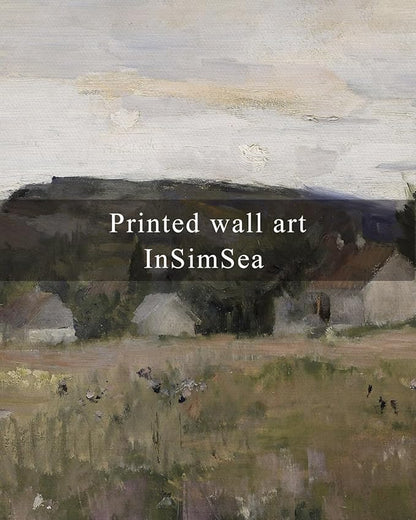 InSimSea Framed Wall Art for Living Room Vintage Landscape Wall Art Prints Canvas Art Wall Decor Abstract Serene Countryside Scene Wall Prints Mid Century Modern Decor for Bedroom Office 12x16in