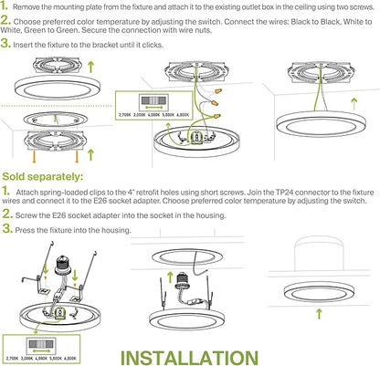 ASD LED 9" Round Flush Mount Ceiling Light Fixture, Low Profile Surface Lighting | 5CCT, Dimmable, Ultra-Thin, ETL Listed | 18W 1660LM 2700-6000K 120V | Kitchen, Bedroom, Hallway Lamp | Nickel