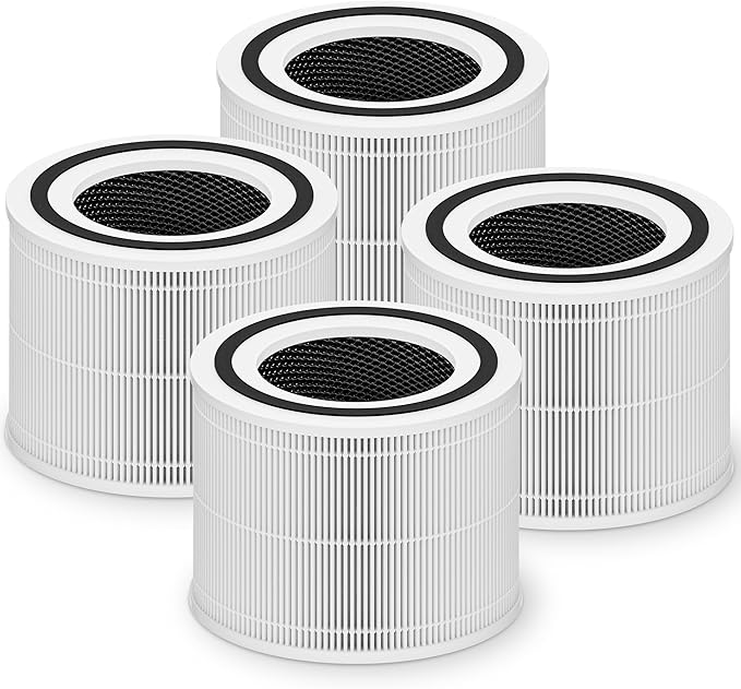 Core 300 Replacement Filter for LEVOIT Core 300 Core 300-P Core 300S Vortex Air Air Purifier, 3-in-1 H13 Grade True HEPA High-Efficiency Activated Carbon, Core 300-RF, 4 Pack, White