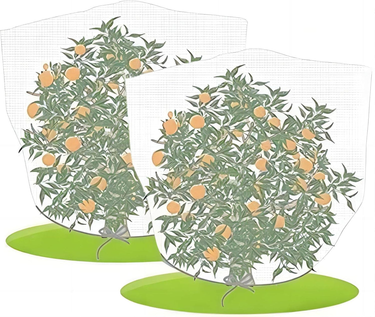 Agfabric Bird Netting 72" Hx72 W Garden Netting Insect Pest Barrier,Plant Cover Fruit Tree Netting Mesh Protection Bag with Drawstring,White,2 Pack