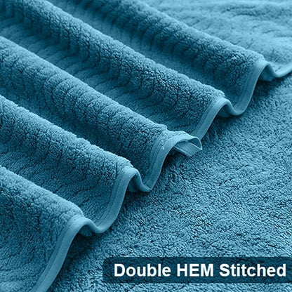 Ultra Soft 8 Piece Textured Bath Towel Set for Bathroom Shower Pool, Kitchen, Quick Dry, Lightweight Highly Absorbent - 2 Oversized Bath Towel Sheets, 2 Hand Towels, 4 Washcloths