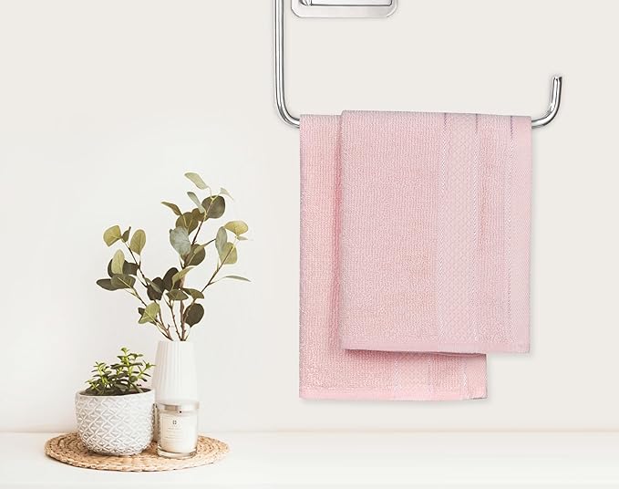 Casa Lino Face Towels & Body Wash Cloths for Showering - 100% Cotton Wash Cloths for Bathroom - Highly Absorbent & Quick Drying Washcloth Set - Cotton Washcloths 24 Pack (12" x 12") - (Blush Pink)