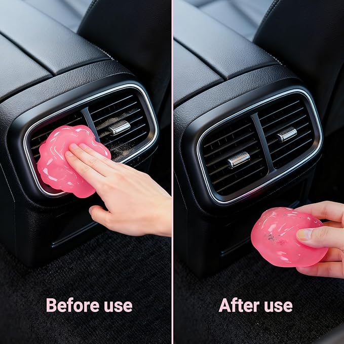 2 Pack Car Cleaning Gel Reusable Auto Slime Cleaner,Rose Scent Dust Cleaning Gel Keyboard Slime for Car Interior Air Vent Cleaner, Auto Detailing kit Tools Accessories,Gifts for Men Women,200g,Pink