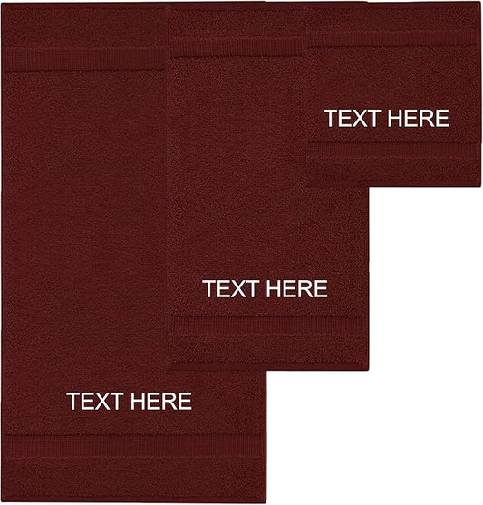 Chakir Turkish Linens | Hotel & Spa Quality 100% Cotton Premium Turkish Towels | Soft & Absorbent (Personalized 3-Piece Towel Set, Cranberry)