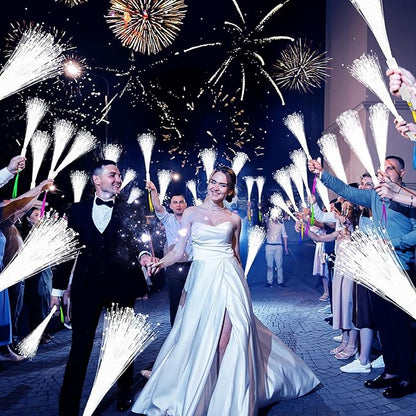 76 PCS White Fiber Optic Sticks, LED Fiber Wands, Fiber Optic Wand with 3 Light Modes, Glow in the Dark Party Supplies, Wedding Party Supplies, for Wedding, New Year, Birthday, Carnival