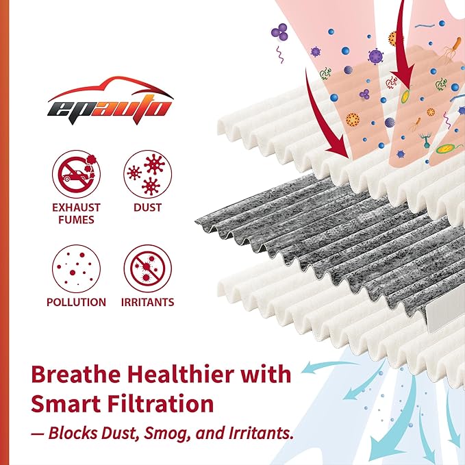 EPAuto CP819 (CF11819) Cabin Air Filter with Activated Carbon, Replacement for Hyundai Santa Fe, Kia Optima, Chevy Equinox, GMC Terrain, Saturn Vue - Fits 2008–2021 Models