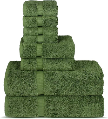 Chakir Turkish Linens Premium Cotton Absorbent Turkish Towels (8-Piece Towel Set, Moss)