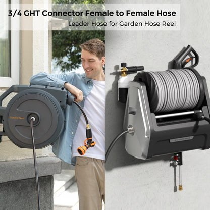 Giraffe Tools Leader Hose 12ft x 5/8", Custom Length, Heavy Duty, No Kink, Flexible, Rubber Garden Hose, Leakproof Water Hose with Female to Female Fittings, 600 Burst PSI