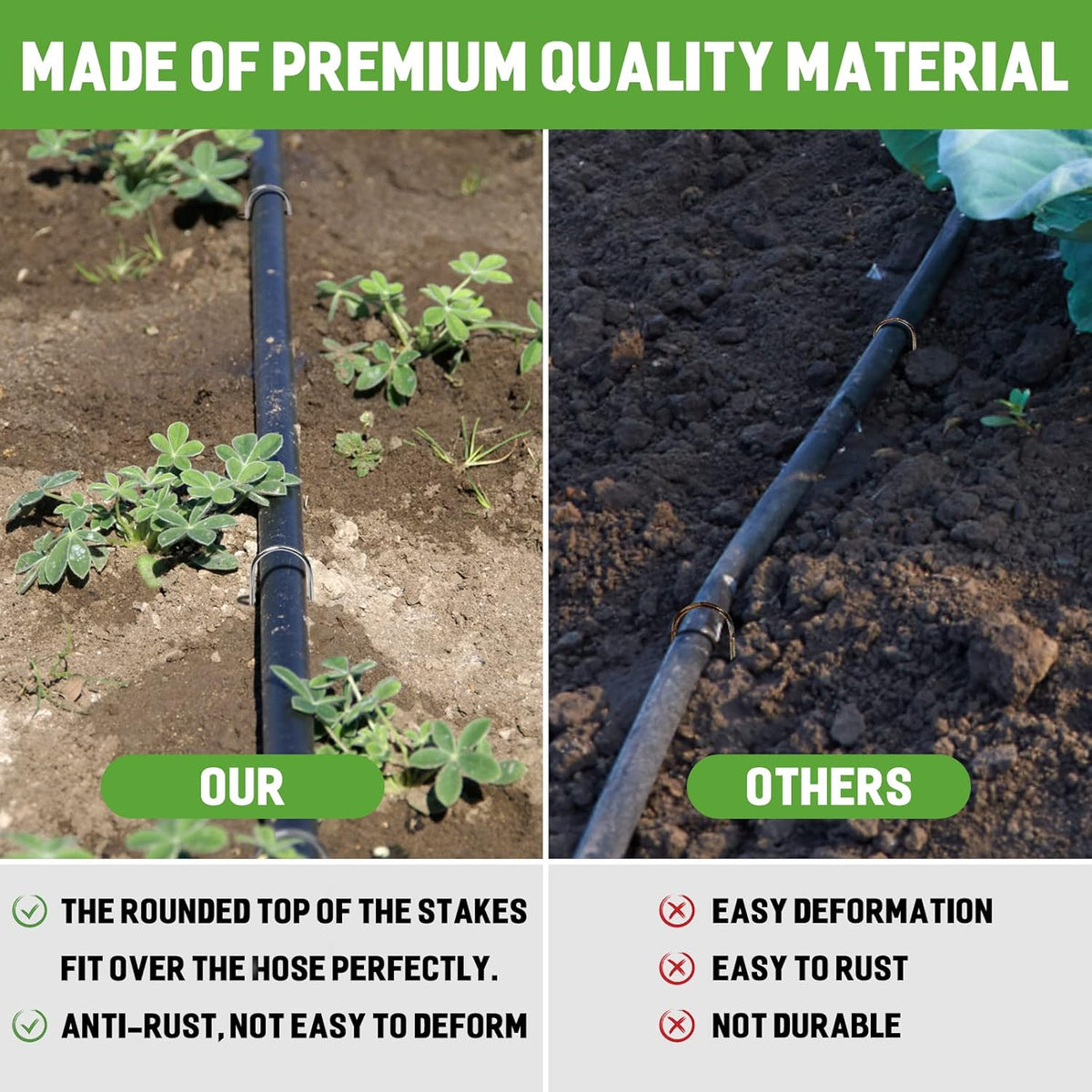 4 Inch 160 Pack 11 Gauge U - Shape Garden Stakes Set: Drip, Line & Irrigation Tubing Stakes, Galvanized Landscape Staples for Tube, Lawns, Weed Barriers, Landscape Fabrics, Irrigation Hose, Floor Mats