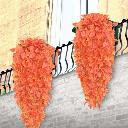 BLEUM CADE Fake Hanging Plants, 2pcs Artificial Hanging Plant, Faux Orange Vines Hanging Plant for Wall Home Living Room Indoor Outdoor Fall Decor (No Baskets)