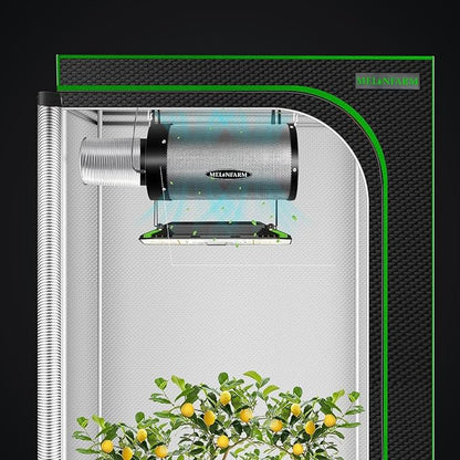 MELONFARM Air Filtration Kit 4", Built-in 14cm Fan Low Nois Carbon Filter with 12-Speed Controller, 8' Ducting & 6" Vent Cover, Cooling & Ventilation System for Grow Tents, Indoor Gardening