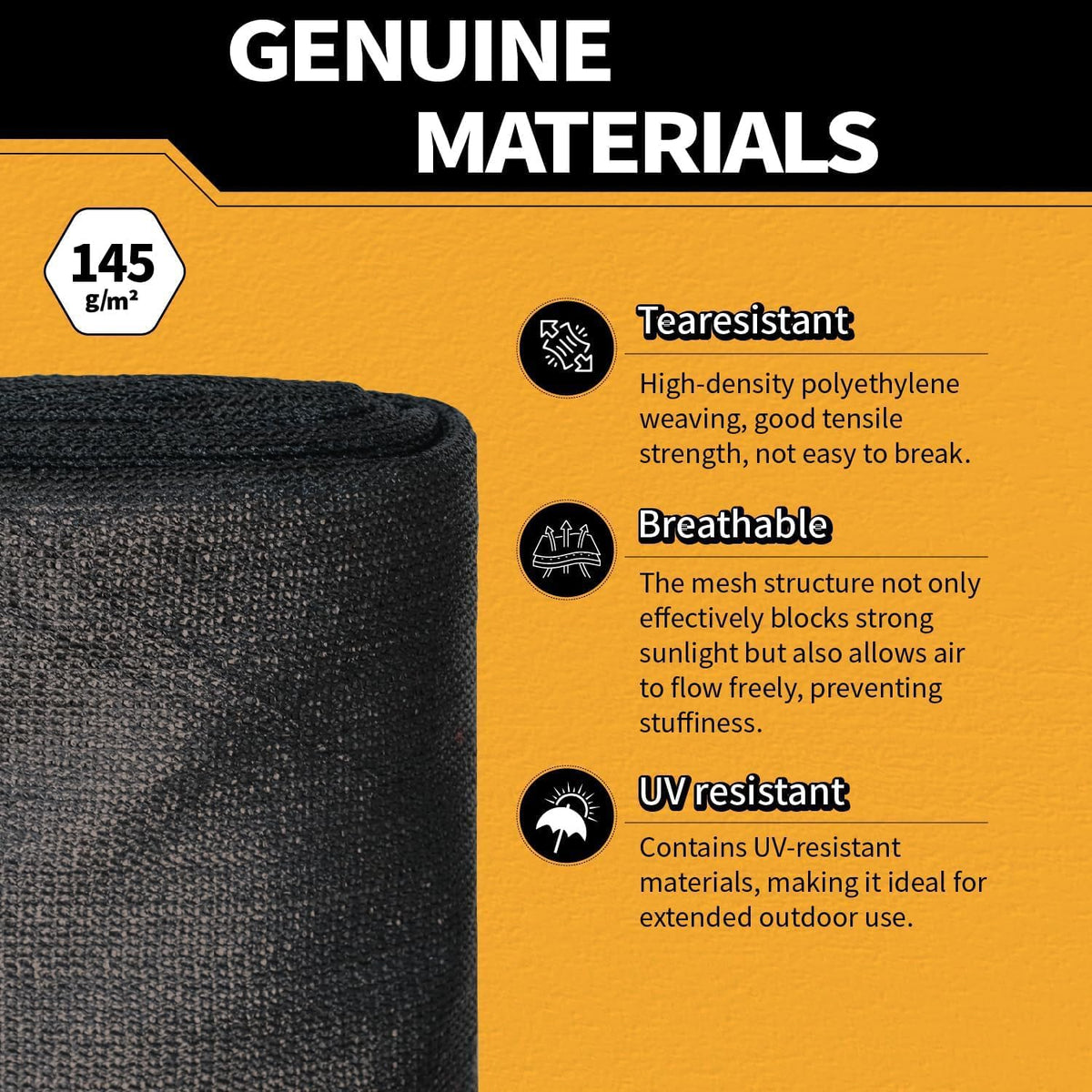 5x40Ft Garden Privacy Fence Screen, 145GSM Heavy Duty 90% Blockage Windbreak Mesh Tarp with Reinforced Edges & Anti-Rust Grommets, Includes Zip Ties for Garden, Yard, Backyard, Outdoor, Black