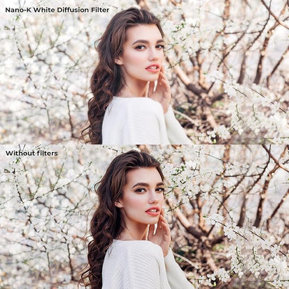 K&F CONCEPT 52mm White Mist 1/4 Filter, 18 Multi-Layer Coatings Dreamy Soft White Diffusion Filter with Cleaning Cloths for Portrait/Video/Vlog Photography