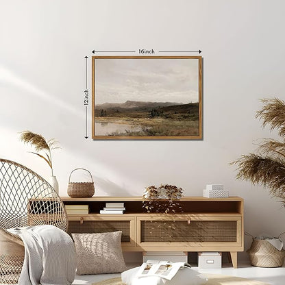 Floating Framed Vintage Canvas Wall Art Decor – Scenic Landscape Paintings Pictures Prints, Nature Countryside Wall Decor for Living Room Bedroom Office and Home Decoration 12x16 inch
