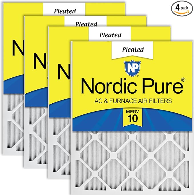 Nordic Pure 12x12x1 (Actual Size: 11 3/4 x 11 3/4 x 3/4) Pleated MERV 10 Air Filters 4 Pack