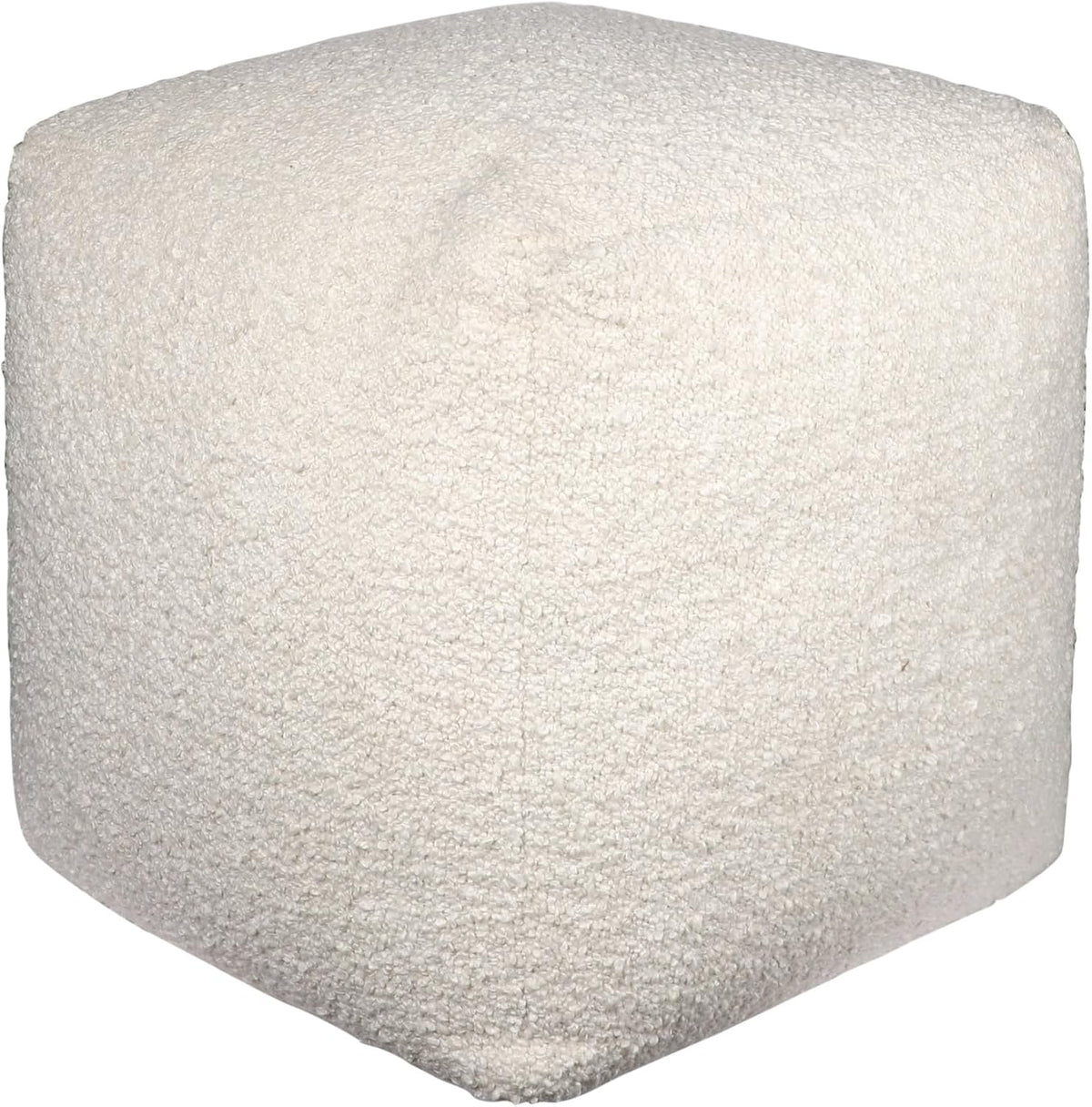 HomeRoots 18" Ivory Polyester Cube Outdoor Pouf Ottoman