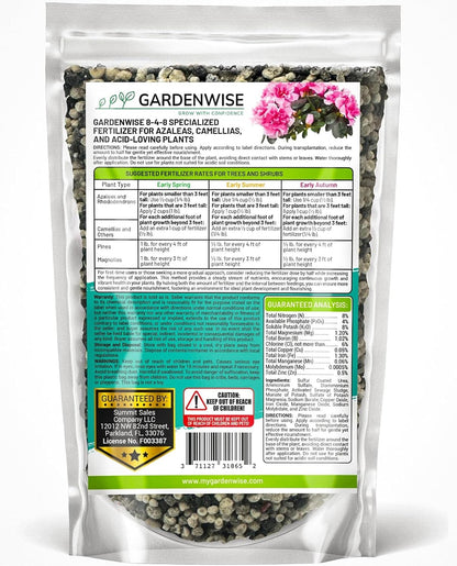 8-4-8 Acidic Fertilizer for Azaleas, Camellias (Camelia), Hydrangeas, Blueberries, Gardenias, Magnolia Trees, Evergreens, and Rhododendrons - Ideal Iron-Rich Plant Food (4 QUARTS)