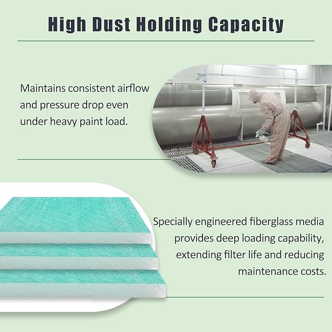 Spray Booth Air Filter Fiberglass Exhaust Green in Paint Booth 15g Green (20" x 20"(200/case))