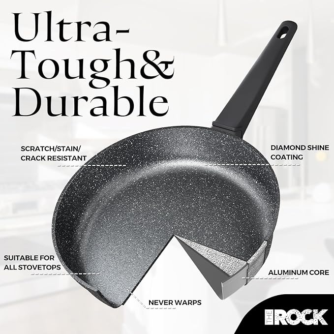 THE ROCK SOHO Nonstick Saucepan with Lid, 2 Quarts Small Pot with PPG Quantum2 Coating – Durable for Urban Kitchens, Nothing Sticks, Never Warps, Lasts Longer, Induction Compatible, PFOA-Free, Black
