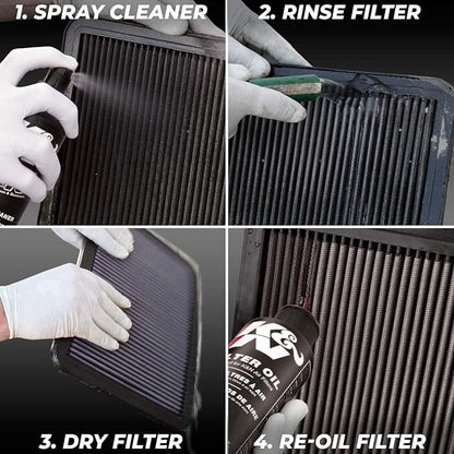 K&N Air Filter Cleaning Kit: Squeeze Bottle Filter Cleaner and Black Oil Kit; Restores Engine Air Filter Performance; Service Kit-99-5050BK
