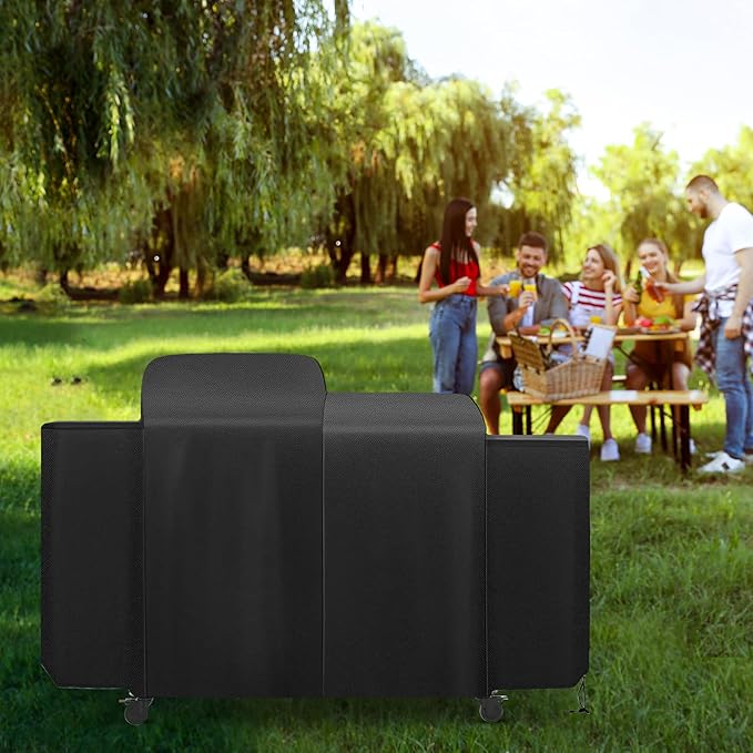 Grill Cover for Pit Boss Charleston 1020 Pellet Grill Gas Griddle Combo Series,All-Weather Outdoor Heavy Duty 600D Waterproof Pitboss Smoker Cover for PB1020NX Pellet Grill,Black