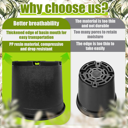 3 Gallon Nursery Pots Plastic Container Injection Molded Pot for Plants Flexible with Drainage Holes Suitable for Plants Soil Growers or Hydroponics Black 10 Pcs