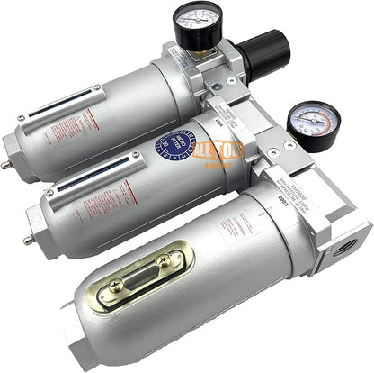 3/4" NPT SUPER DUTY Industrial Grade Filter Regulator Coalescing Desiccant Dryer System For Compressed Air Lines, Metal Bowls, Great For Paint Spray And Plasma Cutter (MANUAL DRAIN)