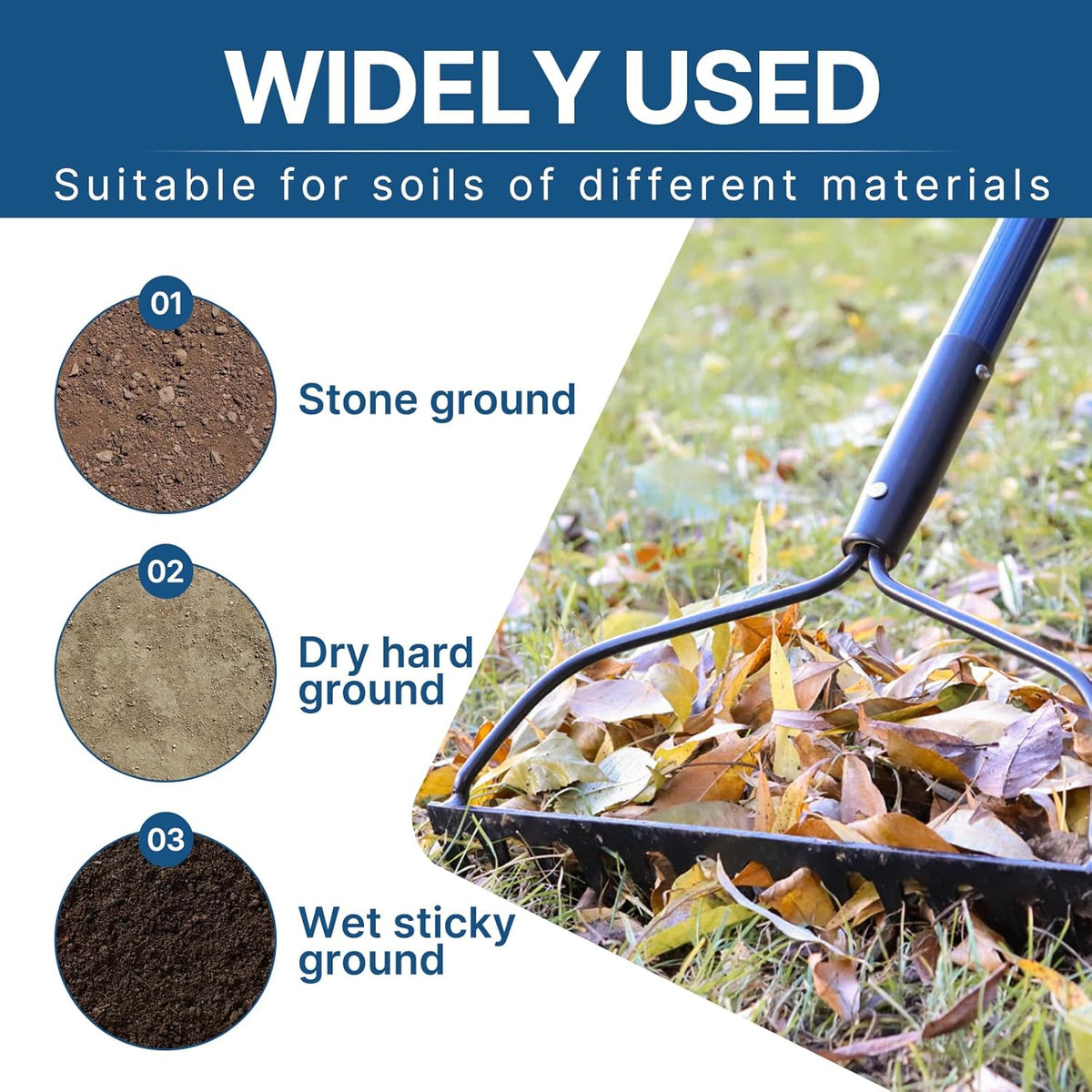 WIKER 14 Tine Metal Garden Rake 57 Inch Heavy Duty Lawn and Soil Leveling Rake with Fiberglass Handle Anti Rust Coating for Gardening Mulch Gravel and Leaf Cleanup