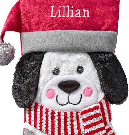 Let's Make Memories Personalized Christmas Stocking - Stockings for Family - Embroidered Name - Custom Christmas Decor - 8”x19” - Plush Friends - Dog