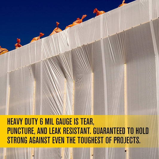 Aluf Plastics Sheeting UV Protection - 20' x 100', 6 MIL Heavy Duty Gauge - Clear Vapor and Moisture Barrier Sheet Tarp/Drop Cloth for Greenhouses, Painting, Furniture Covers, Carpet Cover, Floor