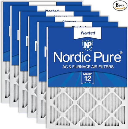 Nordic Pure 18x24x1 (17 1/2 x 23 1/2 x 3/4) Pleated MERV 12 Air Filters 6 Pack