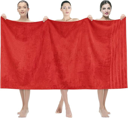 American Soft Linen 35x70 Jumbo Large Bath Towels, 600 GSM 100% Cotton Turkish Bath Sheet, Oversized Luxury Bath Towels for Bathroom Beach and Pool, Red