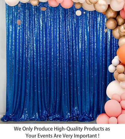 ShinyBeauty Royal Blue Sequin Curtain Backdrop 2 Panels 4FTx8FT Photo Curtain Backdrop Curtain Panels 96 Inches Long -190522E