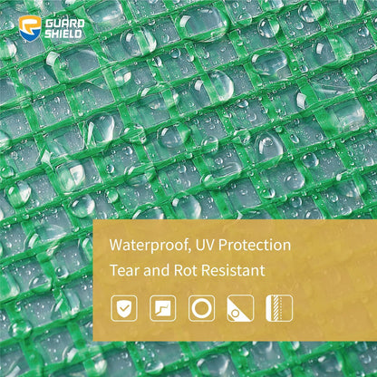 GUARD SHIELD Clear Green Tarp Heavy Duty 8x20 Feet Waterproof for Greenhouse Outdoor Garden Poly Cover UV Resistant 3x3 Weave 10mil