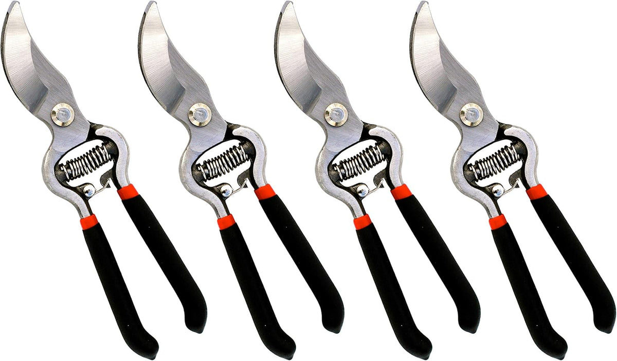 Garden Guru Classic Bypass Pruning Shears Clippers – Heavy Duty Forged Steel Garden Pruners – Safety Lock – Non Slip Comfort Grips – Cuts up to 1” – Professional Bypass Pruners for Gardening (4 Pack)