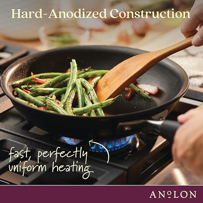 Anolon Advanced Home Hard Anodized Nonstick Frying Pan, 14.5 Inch – Large Skillet with Helper Handle, 14 Inch Nonstick Frying Pan, Durable Cookware - Onyx