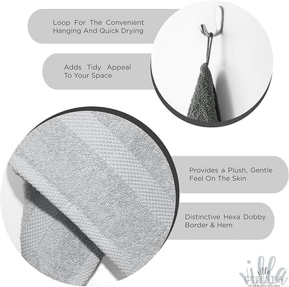 100% Cotton Hand Towel Set of 4, (16 x 28 inches) Sustainable, Soft, Highly Absorbent, Quick Drying, Combed Cotton Hand Towels Pack of 4 Ideal for Hotels, Spa, Bathroom, Dorm, White