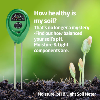 Soil Moisture Meter, Accurate Soil Moisture/PH/Light Meter Plant Soil Test Kit Indoor Outdoor Use, No Battery Needed Easy to Read Hygrometer Moisture Sensor Water Meter for Plants Lawn Farm Garden