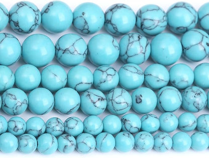 Lake Blue Turquoise Stone Beads Gemstone Round Crystal Energy Jade Beads Stone Beads for Jewelry Making DIY Bracelet Necklace Jewelry Making 1 Strand 15.5inch 45PCS 8MM