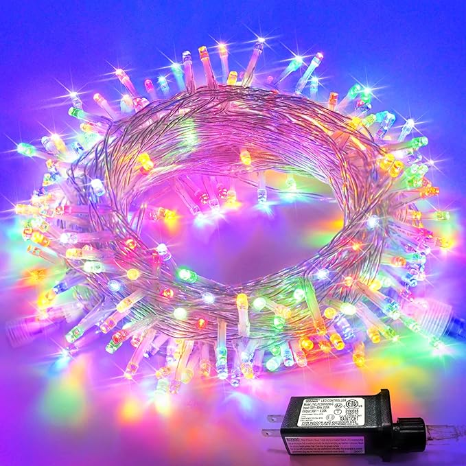 JMEXSUSS 250 LED Christmas Lights Indoor, 91.5ft Connectable Multicolor Christmas Lights Outdoor Waterproof, 8 Modes String Light Plug in for Wedding Party Garden Decorations